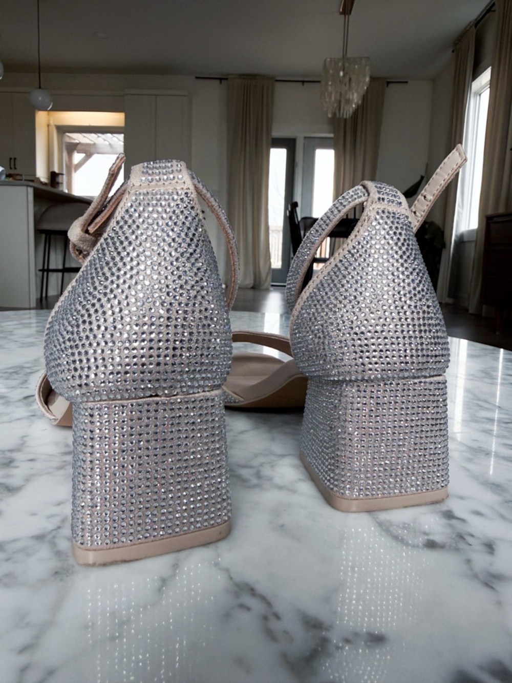 Call It Spring Rhinestone Block Heel Sandals - Size 5, Worn Once - Picture 4 of 6